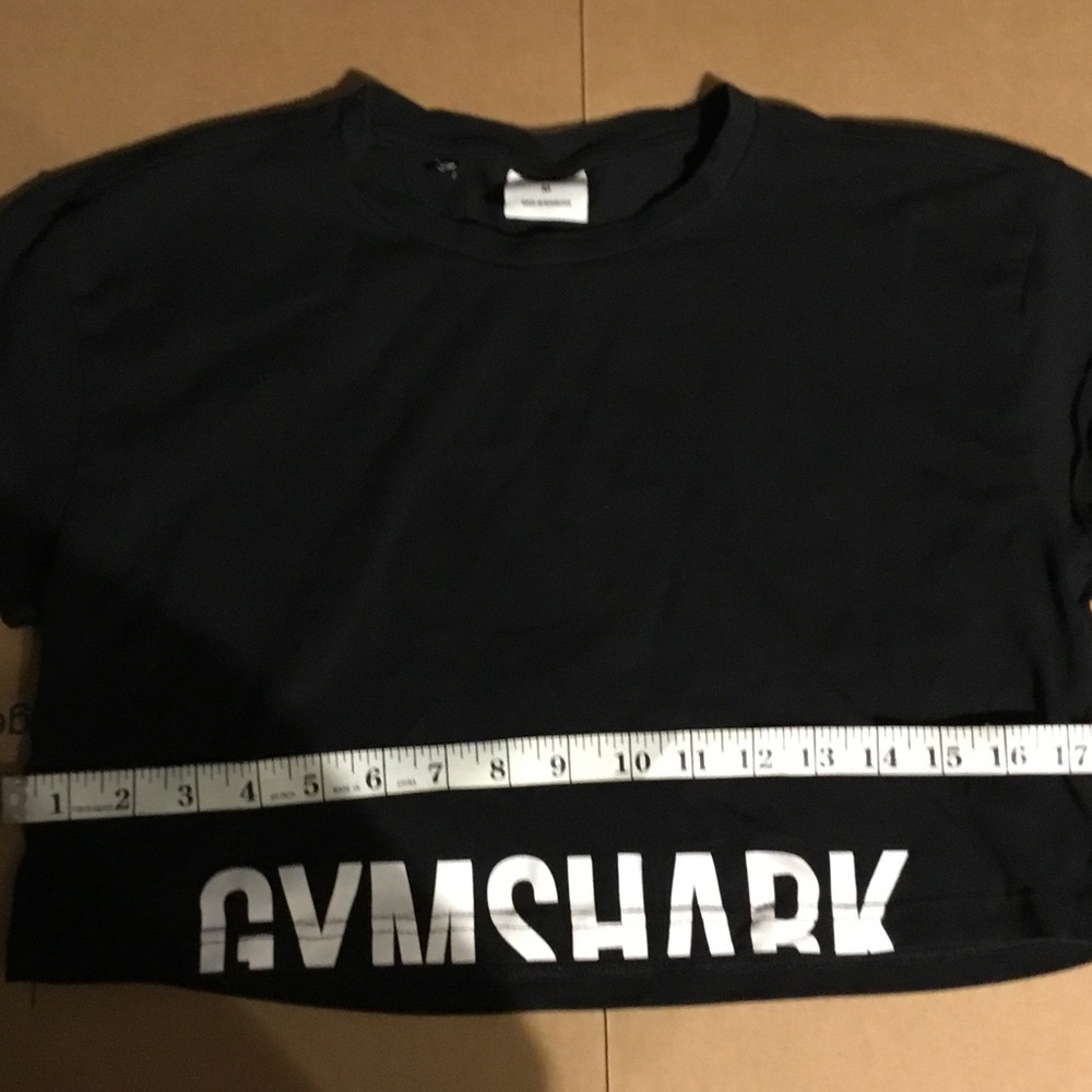Gymshark Black Crop Top with White Logo Hem